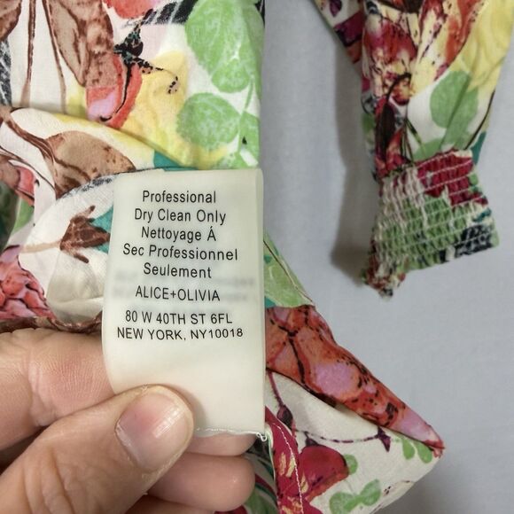 Alice + Olivia Silk Colorful Floral Button Up Career Office Blouse Top Size XS - Picture 9 of 9